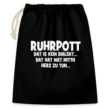 Ruhrpott - Dat hat wat mittn Herz zu tun - Geschenkbeutel aus Baumwolle (40 x 50 cm) - Schwarz - Vorne