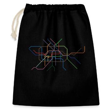 Dessin au trait de section minutine abstraite - Sac cadeau 40 x 50 cm - noir - Devant