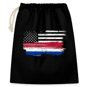 Grunge Flagge Pinselstrich Americana - Geschenkbeutel aus Baumwolle (40 x 50 cm) - Schwarz - Vorne