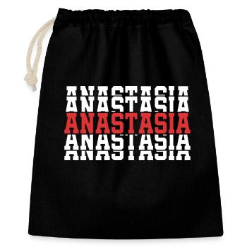 Anastasia T-Shirt Geschenk gestapelter Text - Geschenkbeutel aus Baumwolle (40 x 50 cm) - Schwarz - Vorne