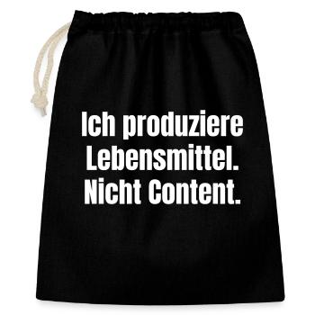 Lebensmittel, Nicht Content - Geschenkbeutel aus Baumwolle (40 x 50 cm) - Schwarz - Vorne