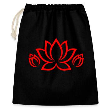 Roter Lotus Silhouette – Florales Mandala Muster - Geschenkbeutel aus Baumwolle (40 x 50 cm) - Schwarz - Vorne