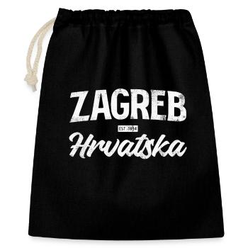 Zagreb Hrvatska Lettrage - Sac cadeau 40 x 50 cm - noir - Devant