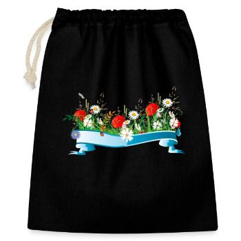 prairie printanière colorée avec des fleurs et des insectes - Sac cadeau 40 x 50 cm - noir - Devant
