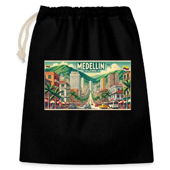 Medellin Kolumbien Vintage Design - Geschenkbeutel aus Baumwolle (40 x 50 cm) - Schwarz - Vorne