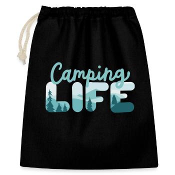 Camping Camper - Geschenkbeutel aus Baumwolle (40 x 50 cm) - Schwarz - Vorne