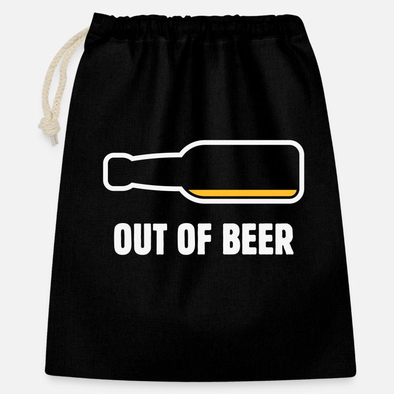 Out Of Beer (Bier / Bierchen / Biertrinker NEG 2C) - Geschenkbeutel aus Baumwolle (40 x 50 cm) - Schwarz
