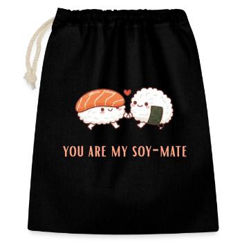 Soy-Mate Sushi Liebesduo soulmate - Geschenkbeutel aus Baumwolle (40 x 50 cm) - Schwarz - Vorne