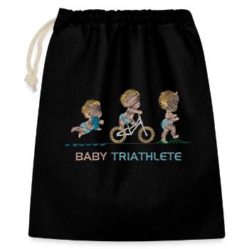 Kleiner Outdoor-Triathlet - Geschenkbeutel aus Baumwolle (40 x 50 cm) - Schwarz - Vorne