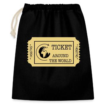 Around the World Ticket - Geschenkbeutel aus Baumwolle (40 x 50 cm) - Schwarz - Vorne