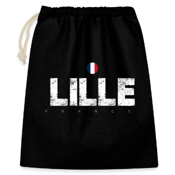 Lille France Distressed Typography - Gift Bag 40 x 50 cm - black - Front