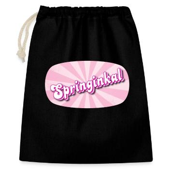 Springinkal - lebhaftes Mädchen, Kosename - Geschenkbeutel aus Baumwolle (40 x 50 cm) - Schwarz - Vorne
