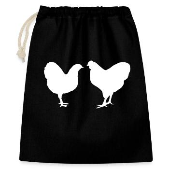 Fans de poulet - Coq - Coq - Poussins - Wyandotten - Sac cadeau 40 x 50 cm - noir - Devant