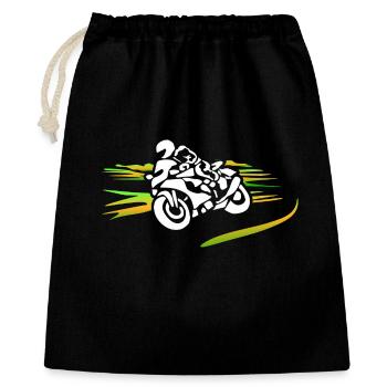Motorcycle Silhouette Colored Stripes - Gift Bag 40 x 50 cm - black - Front