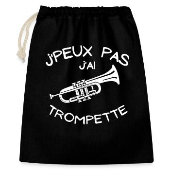 trompette, trompettiste, instrument à vent - Sac cadeau 40 x 50 cm - noir - Devant