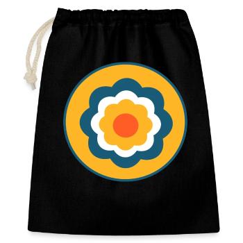 Fleur, Fleur Bleue, Floral, Coloré, Hippie, Rétro - Sac cadeau 40 x 50 cm - noir - Devant