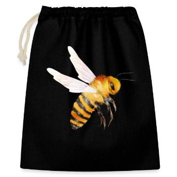 fliegende Biene - Bienen Motiv von Hand gezeichnet - Geschenkbeutel aus Baumwolle (40 x 50 cm) - Schwarz - Vorne