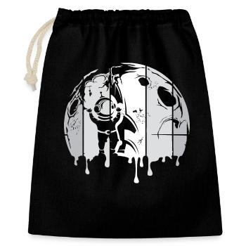 lune astronaute fusée spatiale graffiti logo rétro - Sac cadeau 40 x 50 cm - noir - Devant