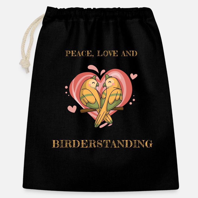 PEACE, LOVE AND BIRDERSTANDING - Gift Bag 40 x 50 cm - black
