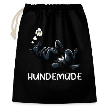 Hundemüde Schwarzer Schäferhund Schäferhundhalter - Geschenkbeutel aus Baumwolle (40 x 50 cm) - Schwarz - Vorne