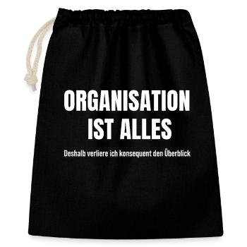 Organisation ist mein heimliches Chaos-System - Geschenkbeutel aus Baumwolle (40 x 50 cm) - Schwarz - Vorne
