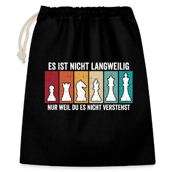 Retro Schach Figuren – Vintage Chess Design - Geschenkbeutel aus Baumwolle (40 x 50 cm) - Schwarz - Vorne