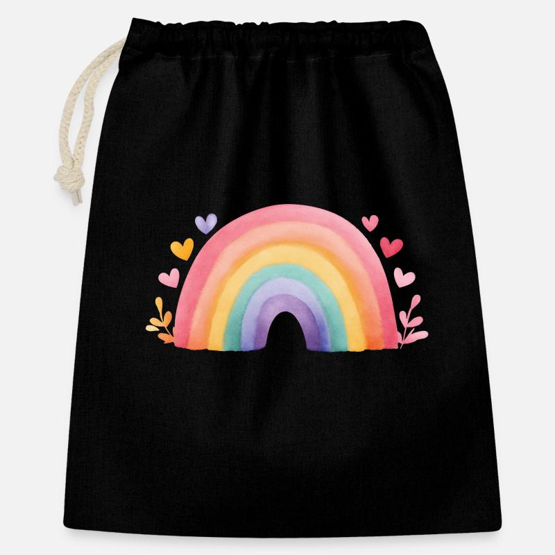 Minimaler Regenbogen Aquarell – Kinder Design - Geschenkbeutel aus Baumwolle (40 x 50 cm) - Schwarz