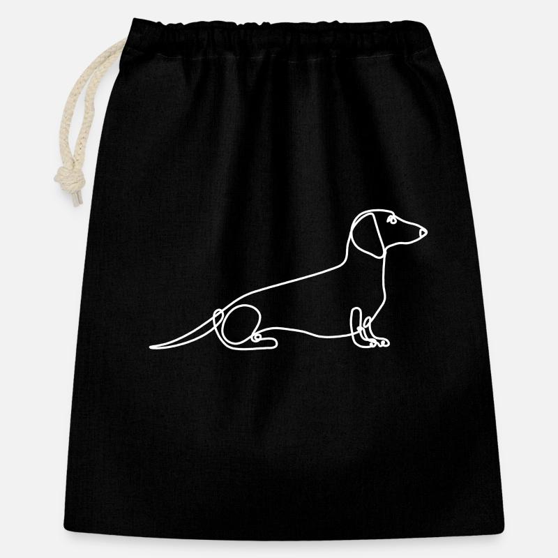 Elegant Dachshund Line Drawing - Gift Bag 40 x 50 cm - black