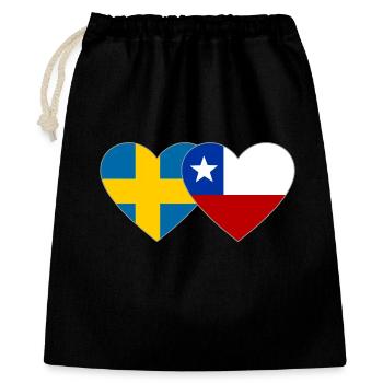 Schweden Chile Flagge Herz - Geschenkbeutel aus Baumwolle (40 x 50 cm) - Schwarz - Vorne