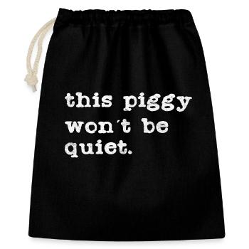 Dieses Piggy wird laut - Geschenkbeutel aus Baumwolle (40 x 50 cm) - Schwarz - Vorne