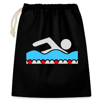 Schwimmer Piktogramm Freistil Welle Pool Sport - Geschenkbeutel aus Baumwolle (40 x 50 cm) - Schwarz - Vorne
