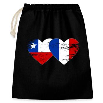 Cœur du drapeau Chili et de la France utilisé - Sac cadeau 40 x 50 cm - noir - Devant