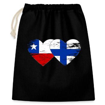 Chile Finnland Flagge Herz - Geschenkbeutel aus Baumwolle (40 x 50 cm) - Schwarz - Vorne