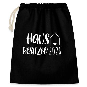 Propriétaire 2026 Cadeau Maison Bâtiment Maison - Sac cadeau 40 x 50 cm - noir - Devant