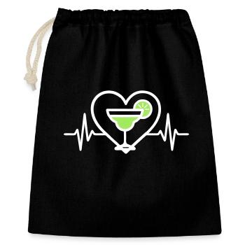 Margarita Herz Limetten Cocktail - Geschenkbeutel aus Baumwolle (40 x 50 cm) - Schwarz - Vorne