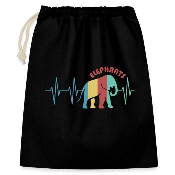 puls bunter elefant Tiere Rüssel retro Farben icon - Geschenkbeutel aus Baumwolle (40 x 50 cm) - Schwarz - Vorne