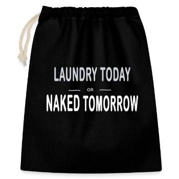 Lessive aujourd’hui ou nue demain – Faute de frappe - Sac cadeau 40 x 50 cm - noir - Devant