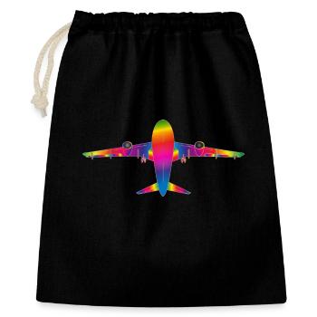 Avion aux couleurs de l’arc-en-ciel - Sac cadeau 40 x 50 cm - noir - Devant