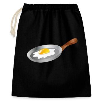 Spiegelei in Pfanne – Frühstück mit Retro-Charme - Geschenkbeutel aus Baumwolle (40 x 50 cm) - Schwarz - Vorne