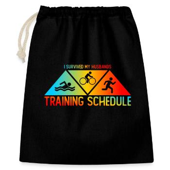 Triathlon-Anzug - Triathlet im Training - Geschenkbeutel aus Baumwolle (40 x 50 cm) - Schwarz - Vorne