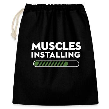 Muscles Installing Fortschritt Grafik - Geschenkbeutel aus Baumwolle (40 x 50 cm) - Schwarz - Vorne