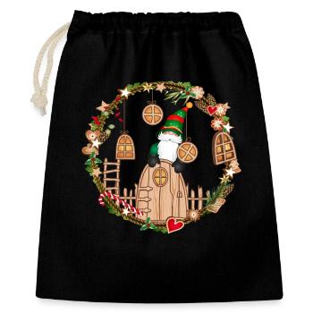 Gnome door in frame with elves for Christmas - Gift Bag 40 x 50 cm - black - Front