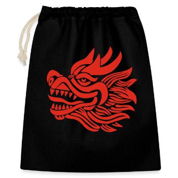 Chinesischer Drachenkopf (Rot) - Geschenkbeutel aus Baumwolle (40 x 50 cm) - Schwarz - Vorne