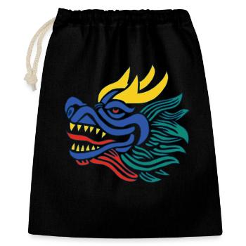 Das Lächeln des Drachen - Geschenkbeutel aus Baumwolle (40 x 50 cm) - Schwarz - Vorne