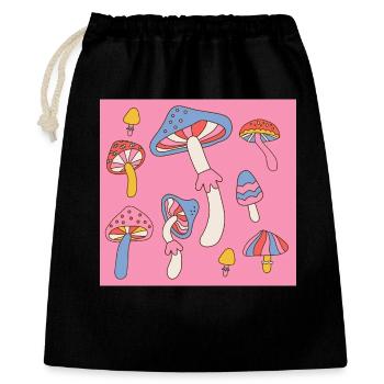 Retro Mushroom Pattern – Psychedelic 70s Design - Gift Bag 40 x 50 cm - black - Front