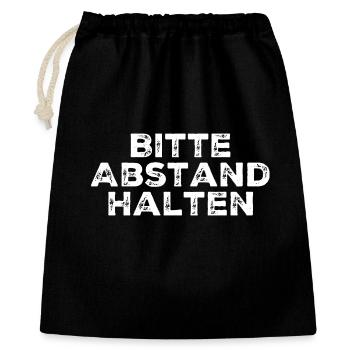 Bitte Abstand halten - Geschenkbeutel aus Baumwolle (40 x 50 cm) - Schwarz - Vorne