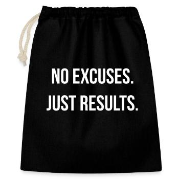 PAS D’EXCUSES. QUE DES RÉSULTATS. | Greyline Officiel - Sac cadeau 40 x 50 cm - noir - Devant