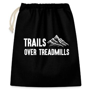 Trailrunning - Trails über Laufbänder - Geschenkbeutel aus Baumwolle (40 x 50 cm) - Schwarz - Vorne