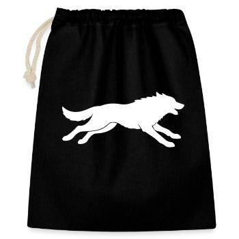 Wolf Silhouette - Geschenkbeutel aus Baumwolle (40 x 50 cm) - Schwarz - Vorne