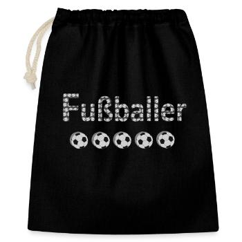 Fußballer, FußballFan, WM, coole fußballmotive - Geschenkbeutel aus Baumwolle (40 x 50 cm) - Schwarz - Vorne